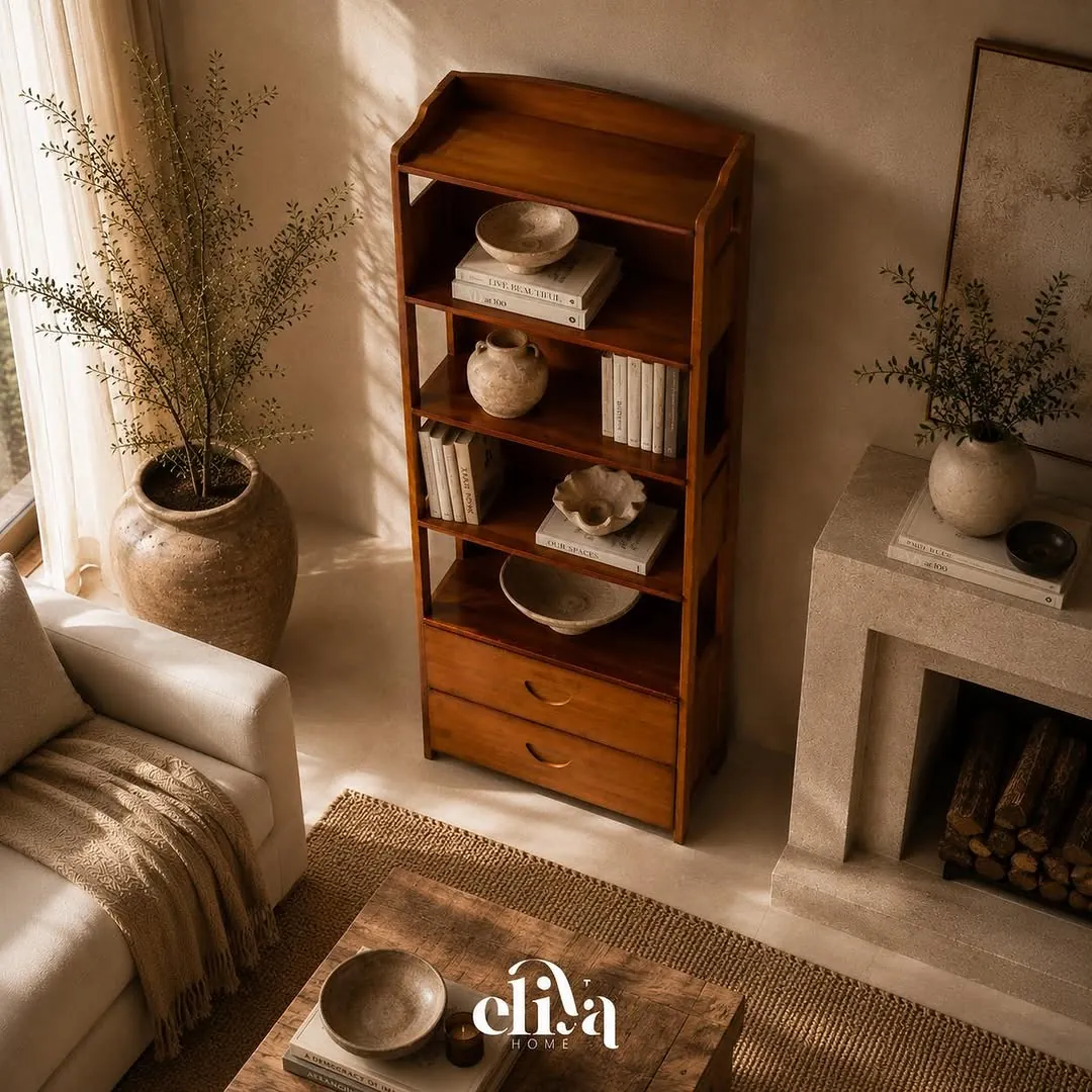 Elegant Bamboo Wood Bookshelf