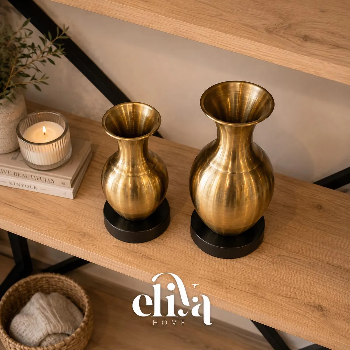 Luxury Chrome Metal Vase Set
