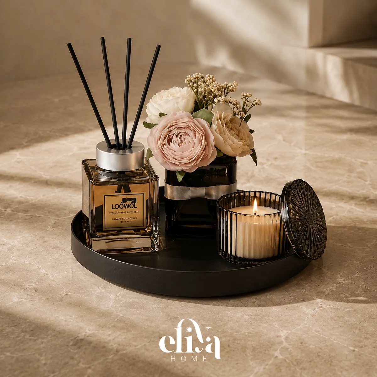 Chinese Set with Scented Candles and Vase