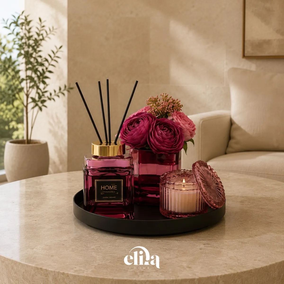 Chinese Set with Scented Candles and Vase