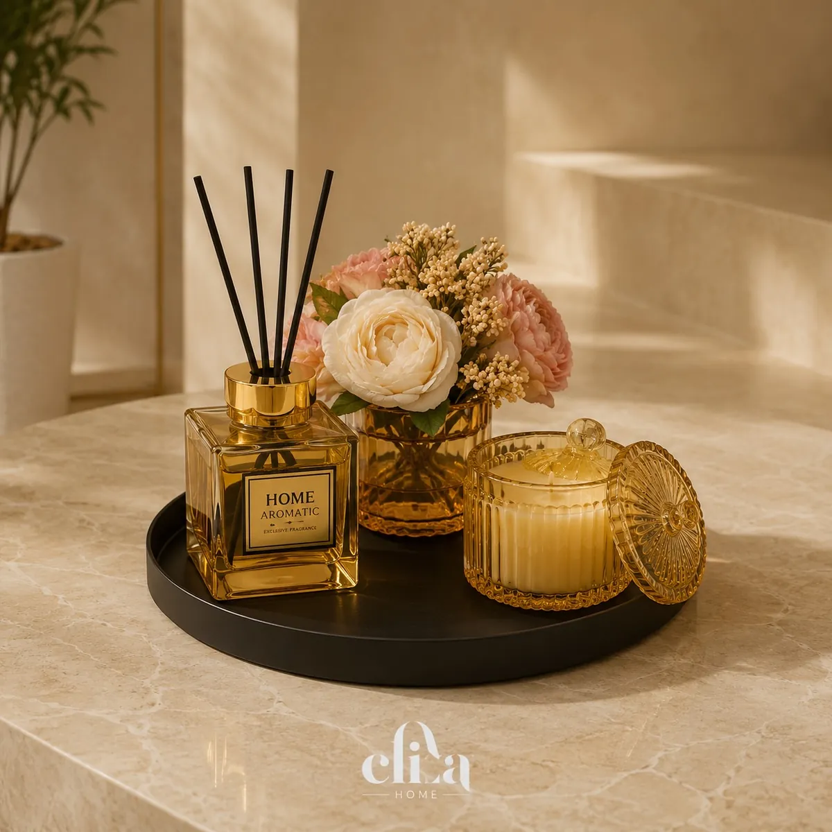Chinese Set with Scented Candles and Vase