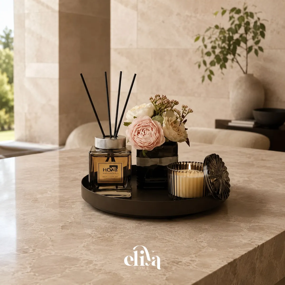 Chinese Set with Scented Candles and Vase