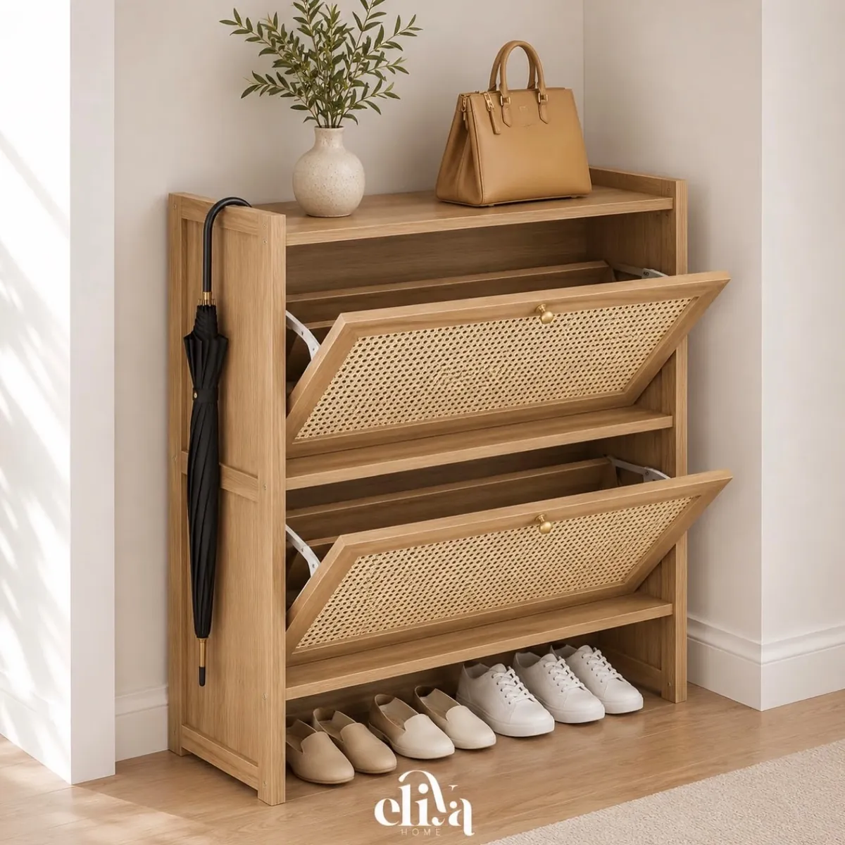 Bamboo Flip Shoe Rack - 2 Tiers