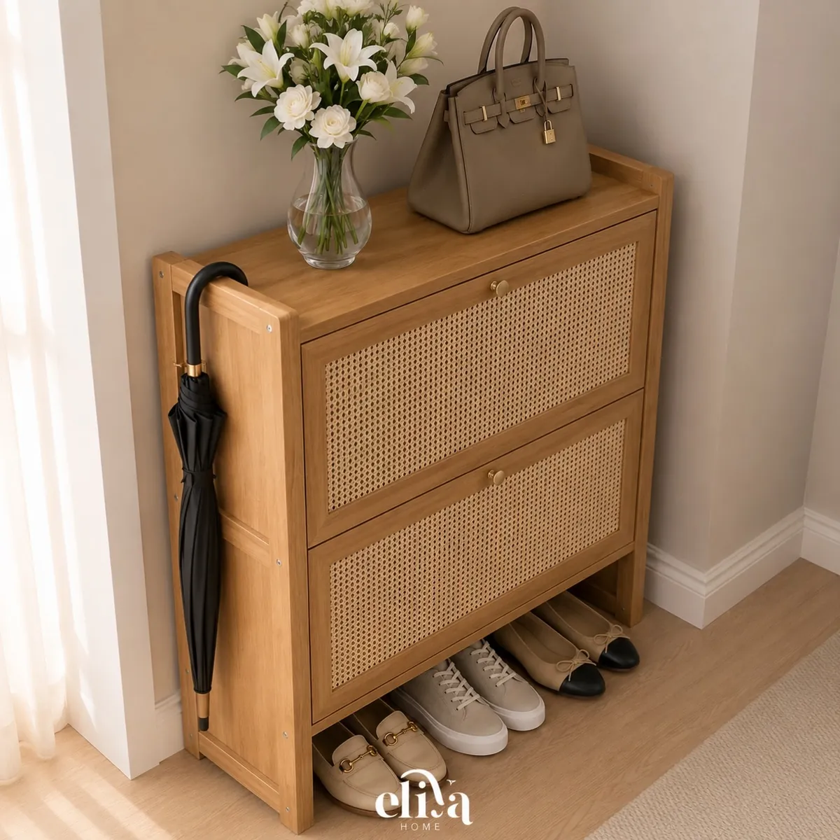 Bamboo Flip Shoe Rack - 2 Tiers