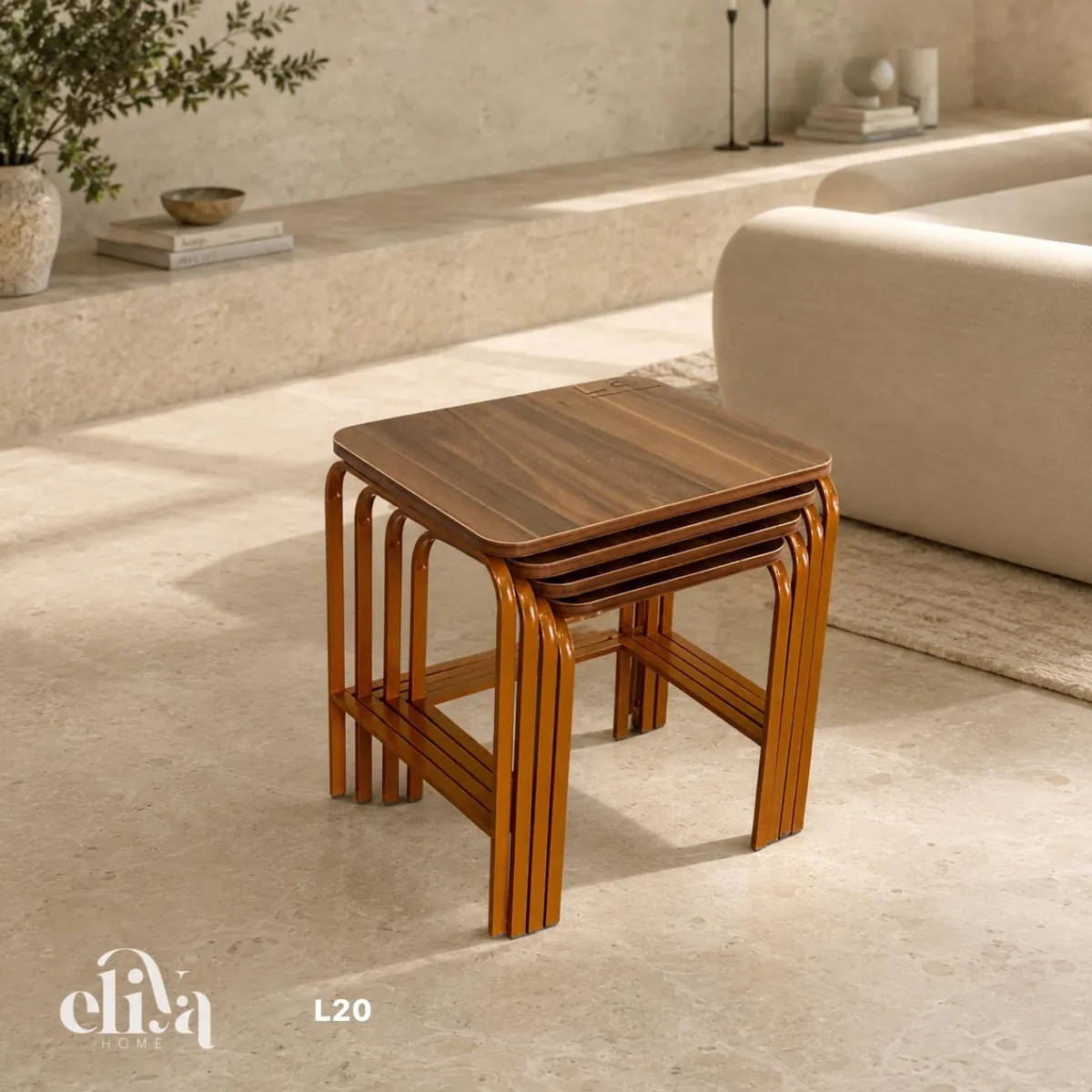 Elegant Rectangular Four-Piece Nesting Table Set