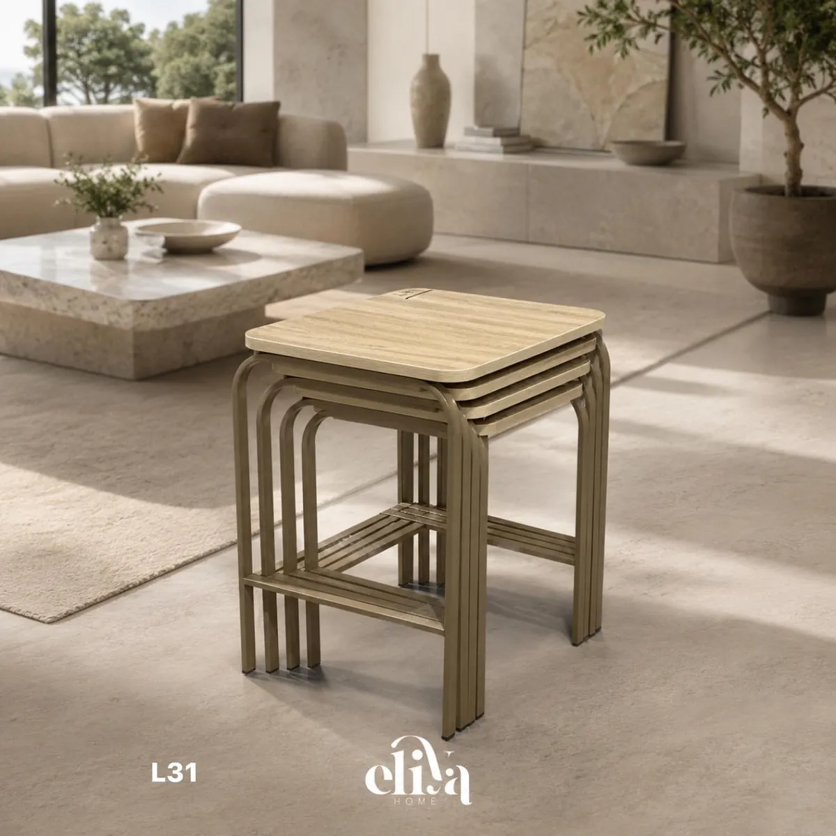 Elegant Rectangular Four-Piece Nesting Table Set
