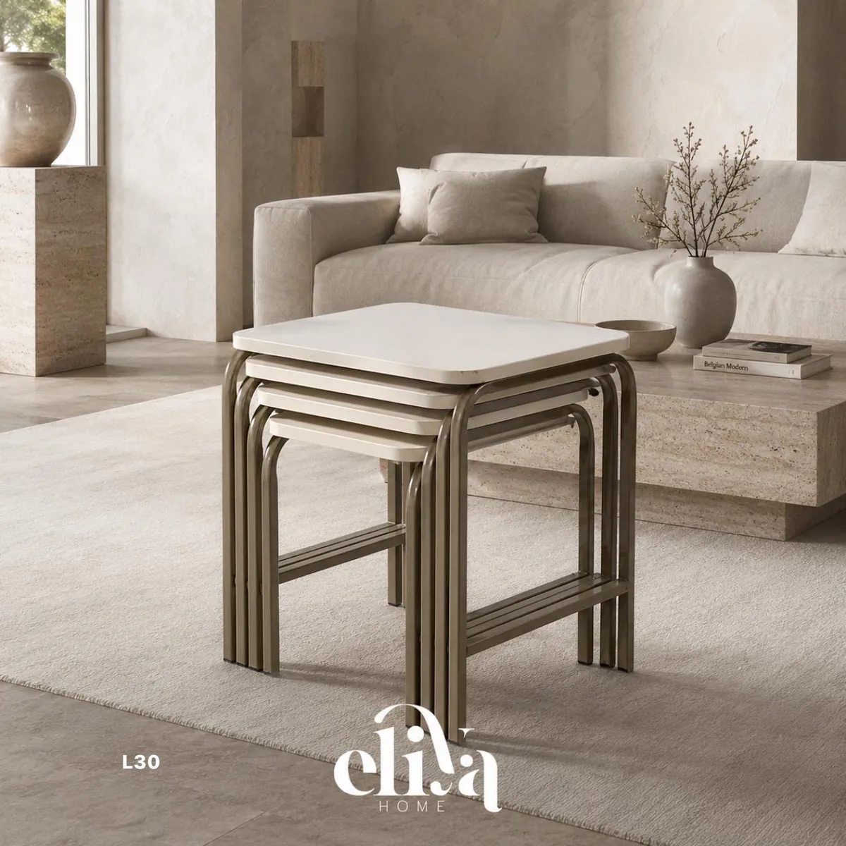 Elegant Rectangular Four-Piece Nesting Table Set