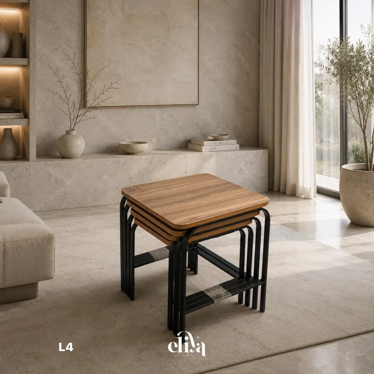 Elegant Rectangular Four-Piece Nesting Table Set