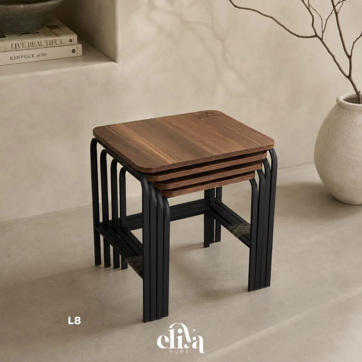 Elegant Rectangular Four-Piece Wooden Table Set