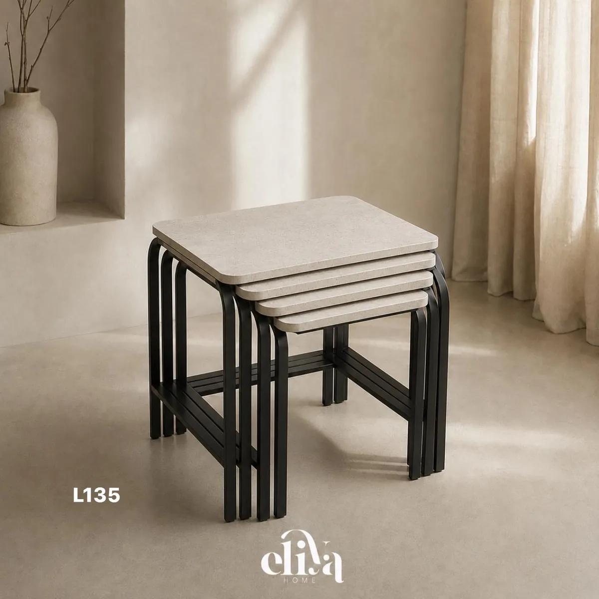 Elegant Rectangular Four-Piece Wooden Table Set
