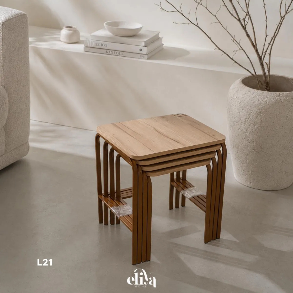 Elegant Rectangular Four-Piece Wooden Table Set