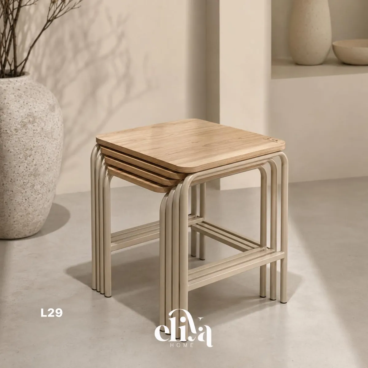 Elegant Rectangular Four-Piece Wooden Table Set