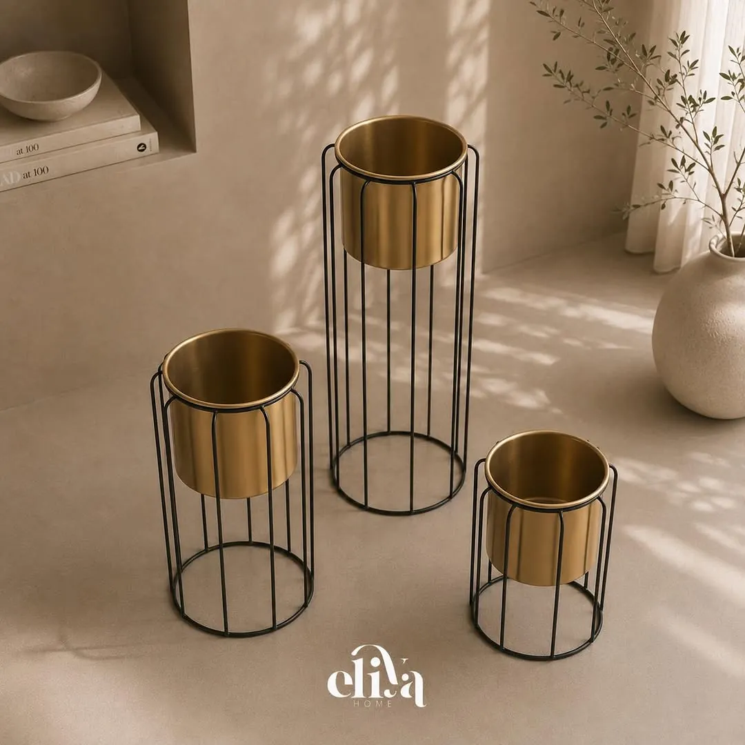Luxury Metal Planter Set (3 Pieces)