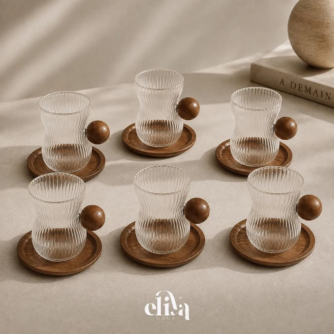 Pyrex Tea Set with Wooden Handles
