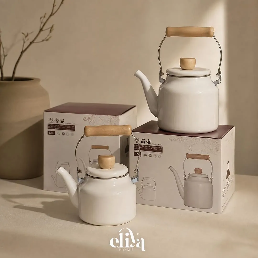 Ginko Metal Kettle and Teapot Set with Wooden Handle