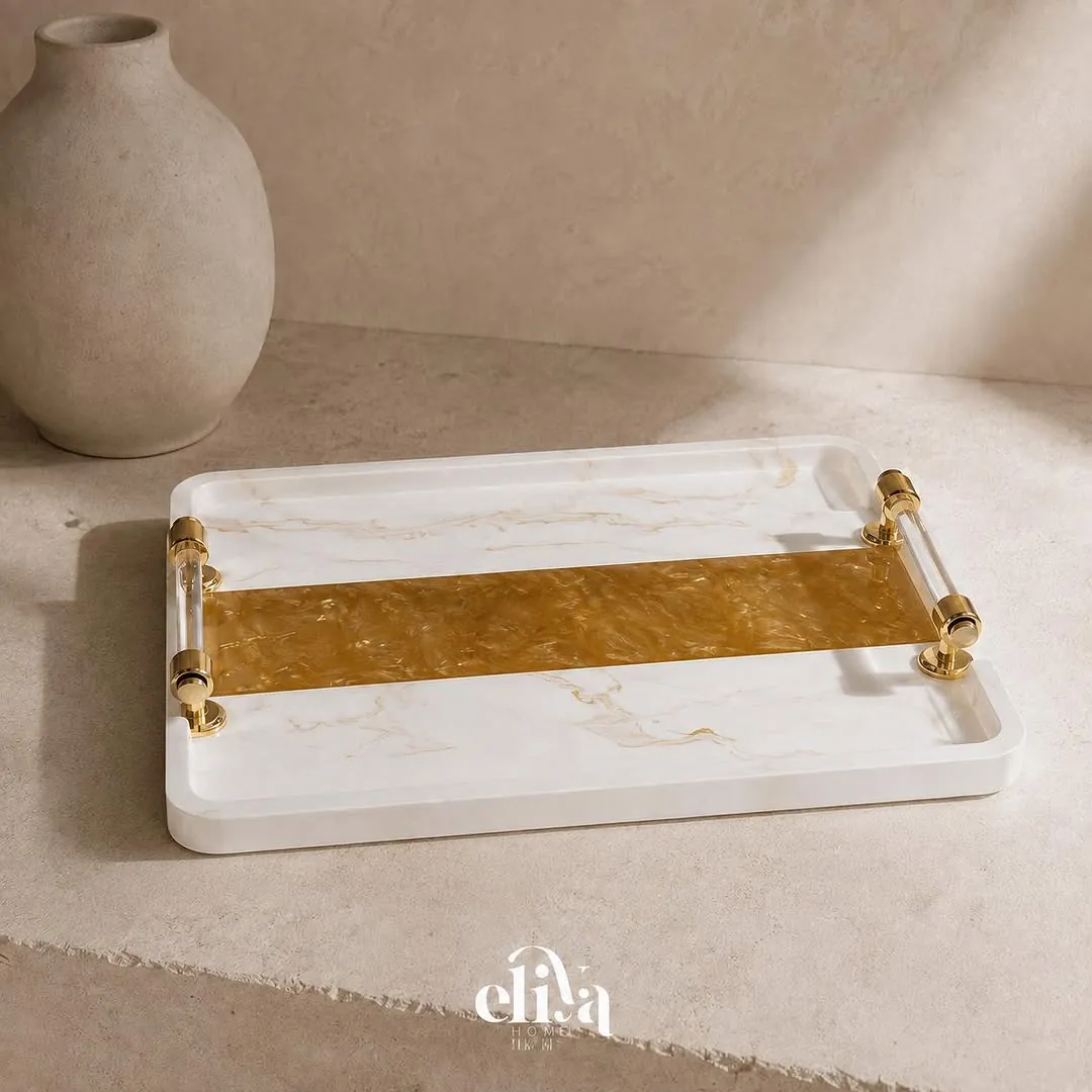 Artistic Chinese Plate and Marble Kleenex Holder