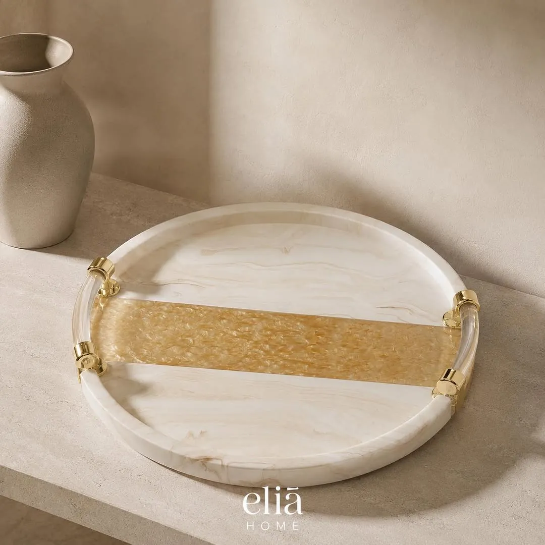 Artistic Chinese Plate and Marble Kleenex Holder