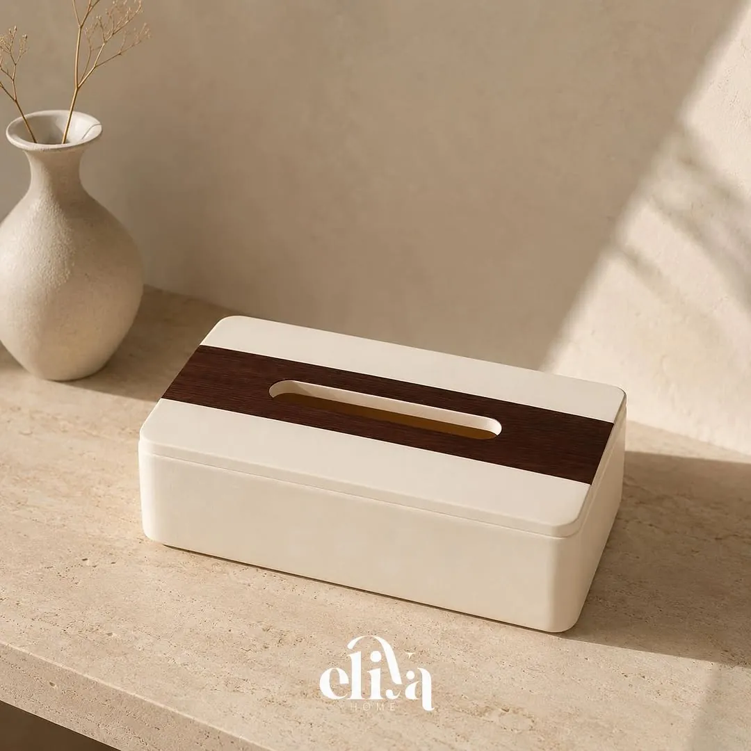 Artistic Chinese Plate and Marble Kleenex Holder