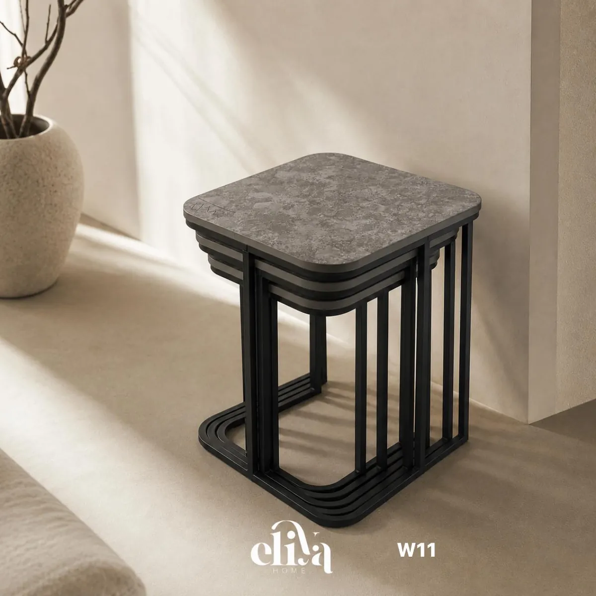 Turkish Wooden and Iron Table Set (4 Pieces)