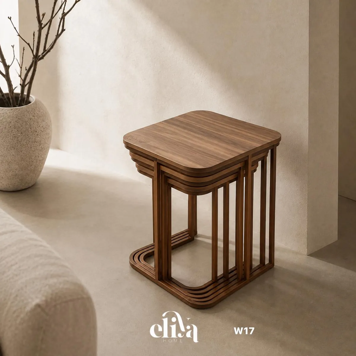 Turkish Wooden and Iron Table Set (4 Pieces)
