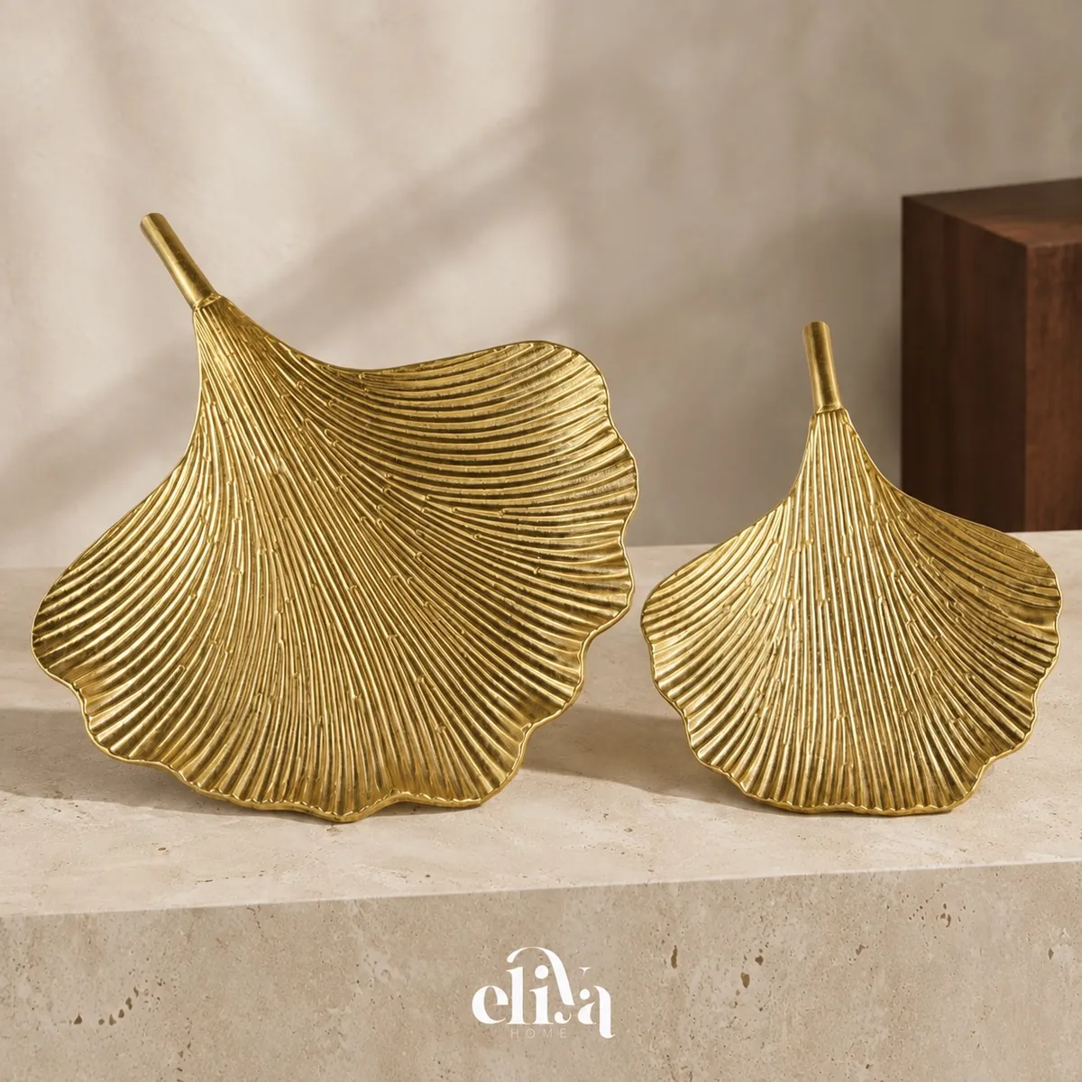 Ginkgo Leaf Decorative Plates (2-Piece Set)