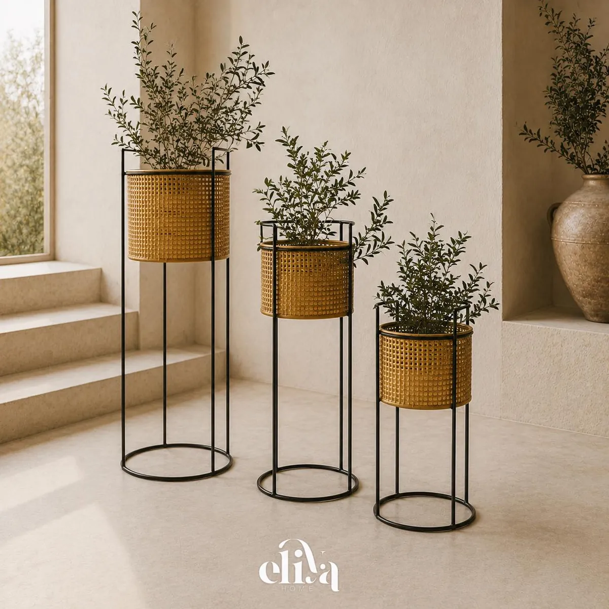 Luxury Metal Planter Set (3 Pieces)
