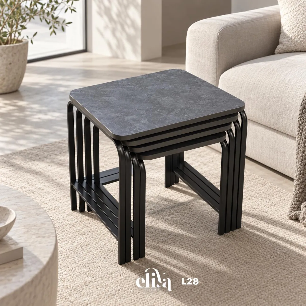 Elegant Wooden Rectangular Nesting Table Set (4 Pieces)