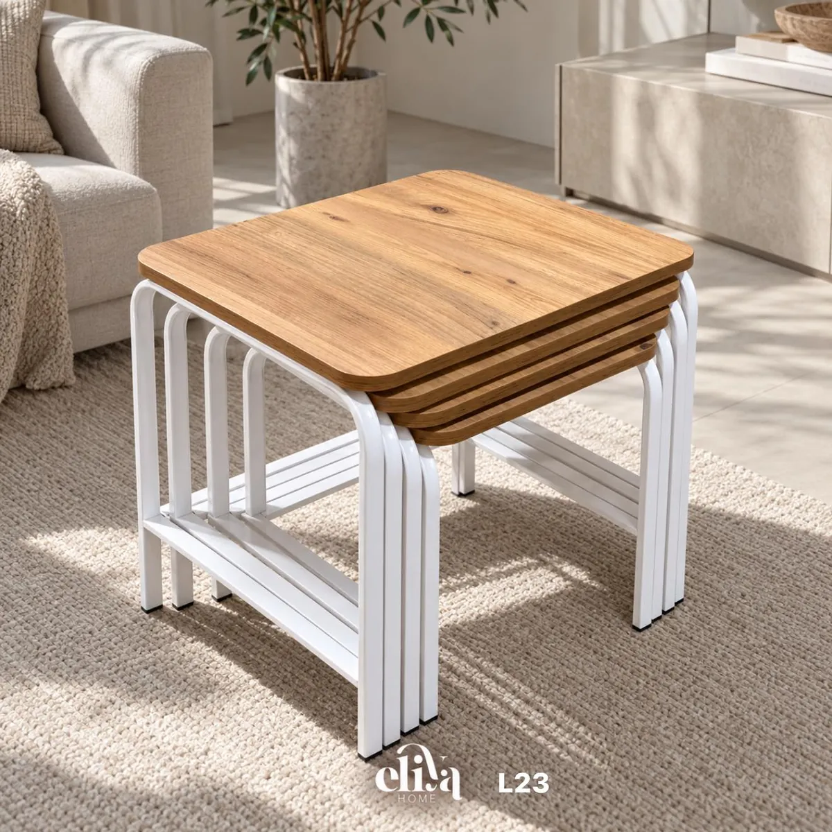 Elegant Wooden Rectangular Nesting Table Set (4 Pieces)
