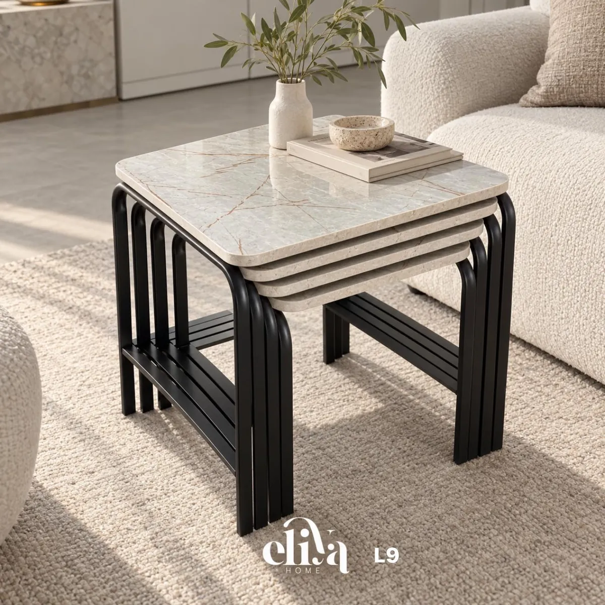 Elegant Wooden Rectangular Nesting Table Set (4 Pieces)