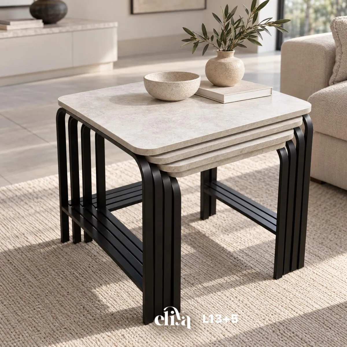 Elegant Wooden Rectangular Nesting Table Set (4 Pieces)