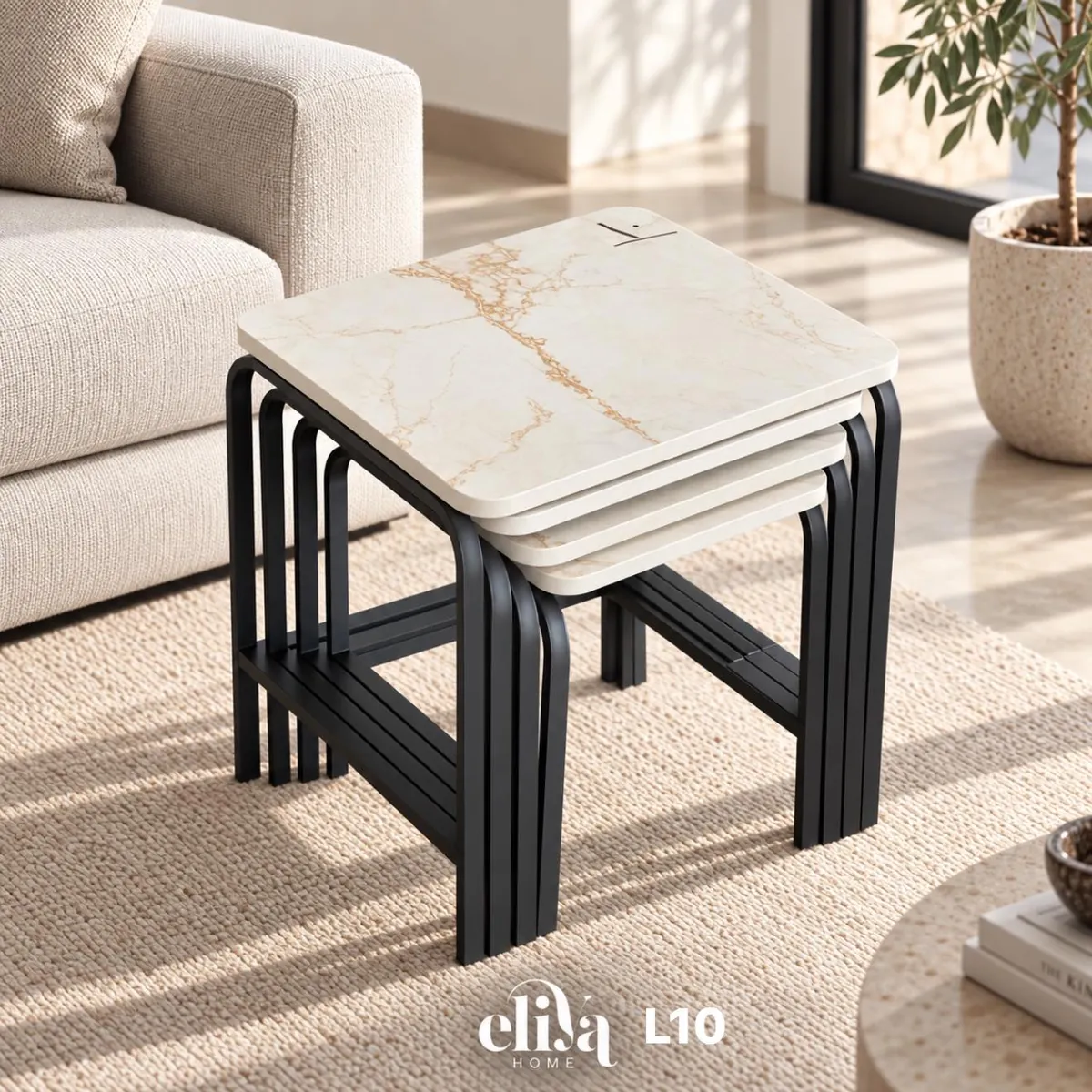 Elegant Wooden Rectangular Nesting Table Set (4 Pieces)