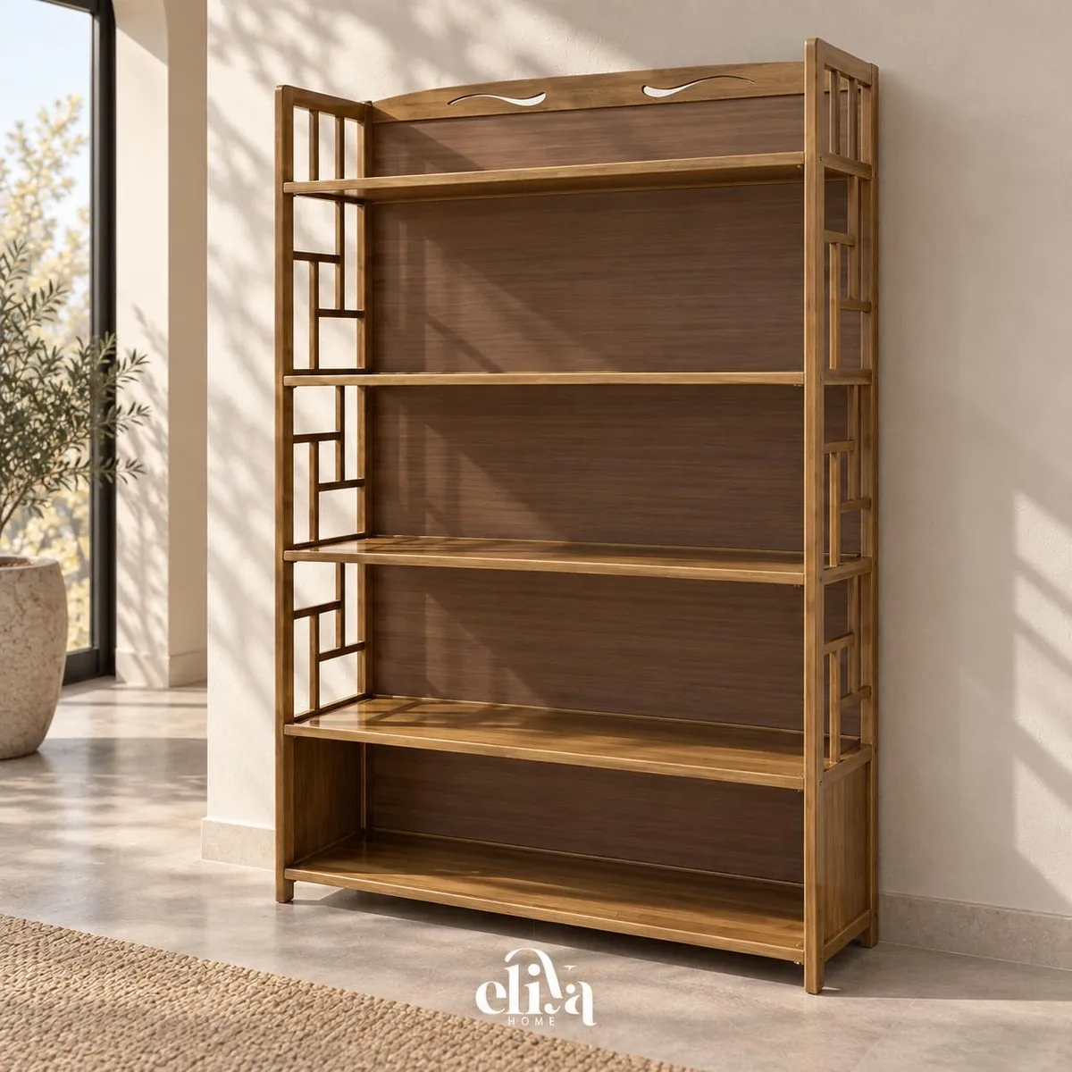 Elegant Bamboo Wood Library (5 Shelves)