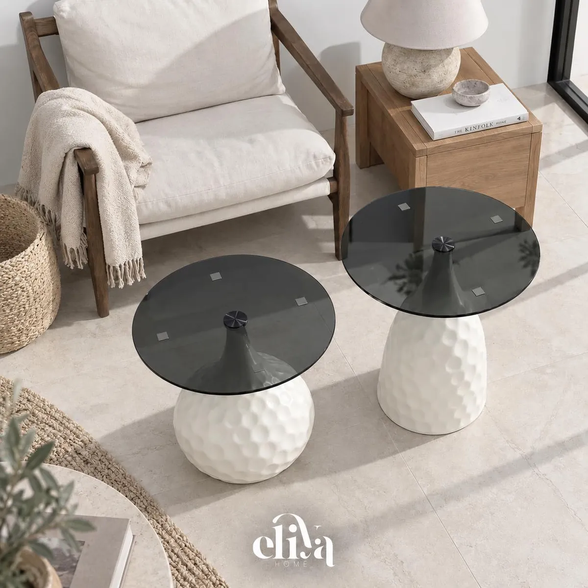 Iron and Glass Nested Table Set