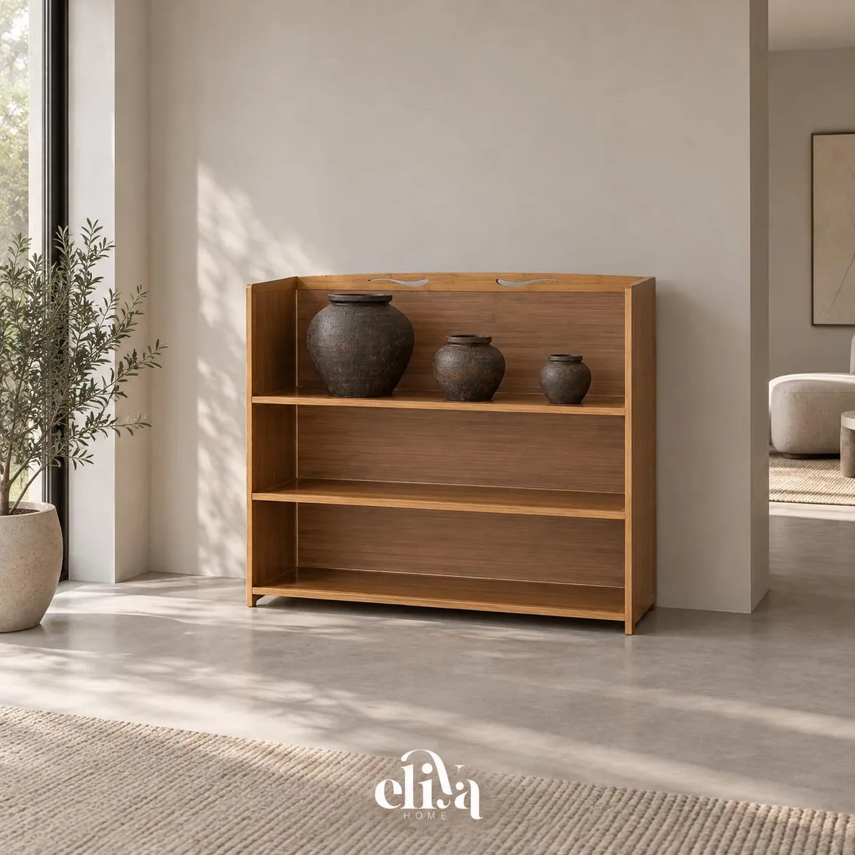 3-Tier Wooden Library Shelf