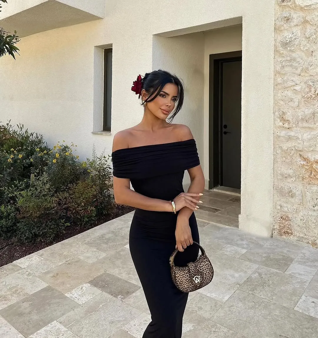 Black Off-Shoulder Long Dress