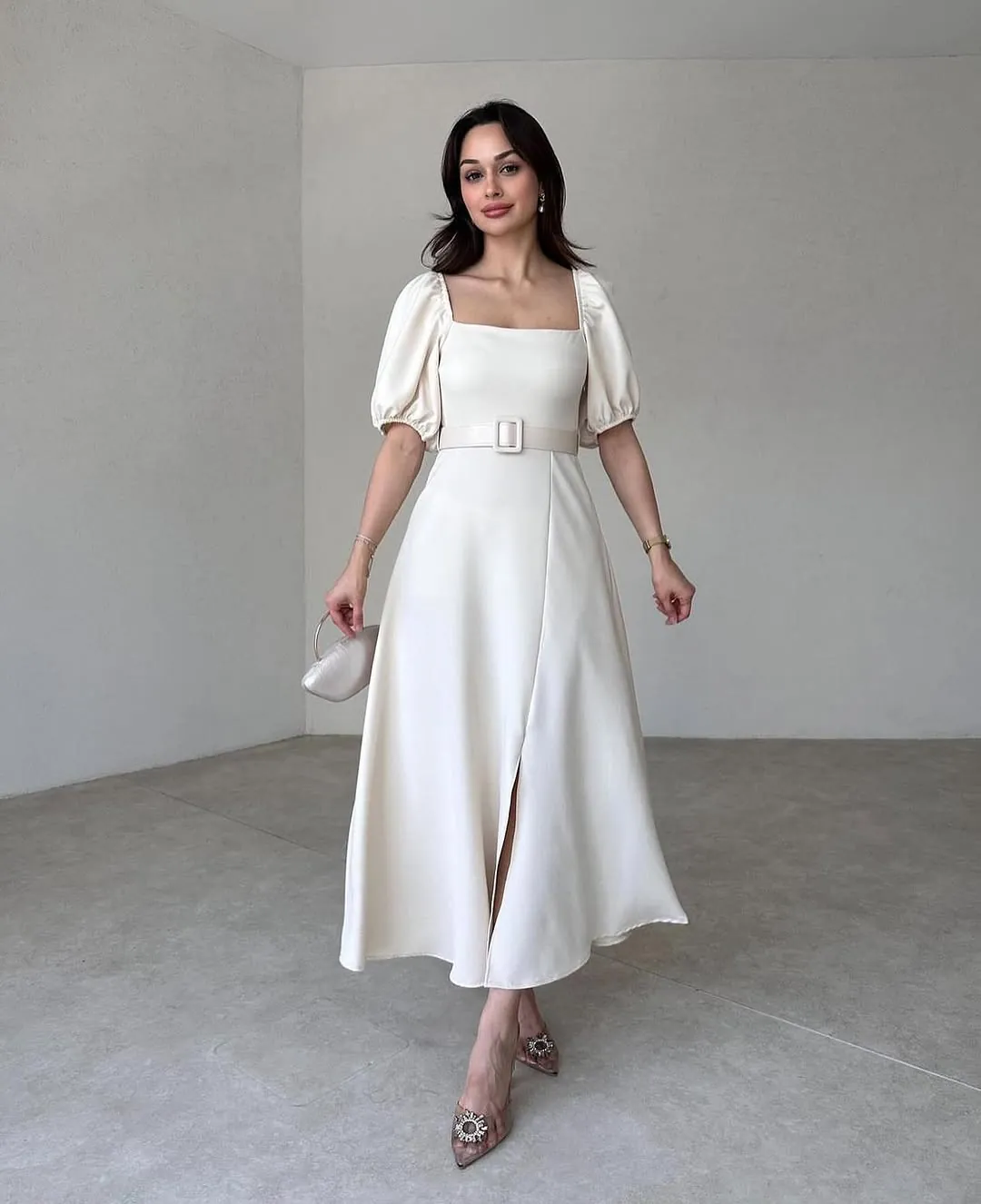 White Off-Shoulder Floral Midi Dress