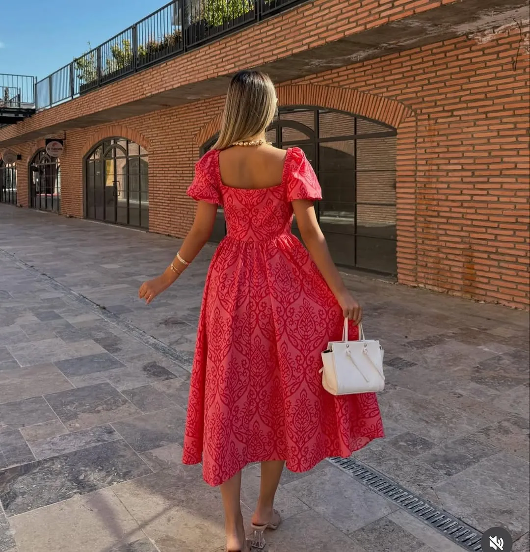 Women's Patterned Midi Dress