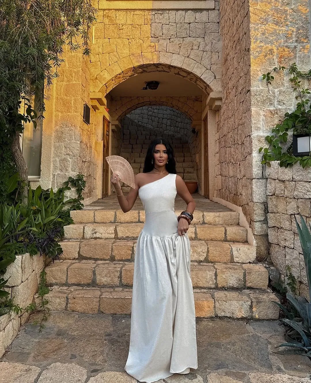 White One-Shoulder Maxi Dress