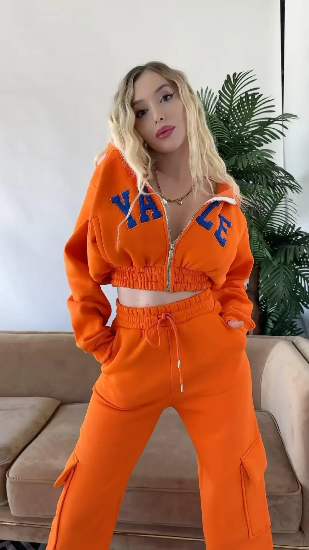 Orange Yale Zip-Up Tracksuit