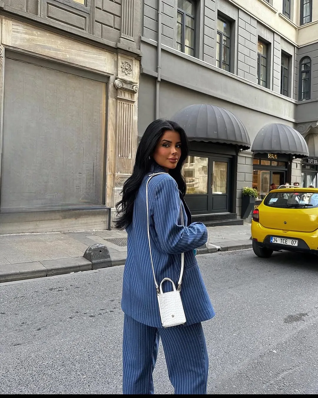 Women's Blue Pinstripe Suit Set