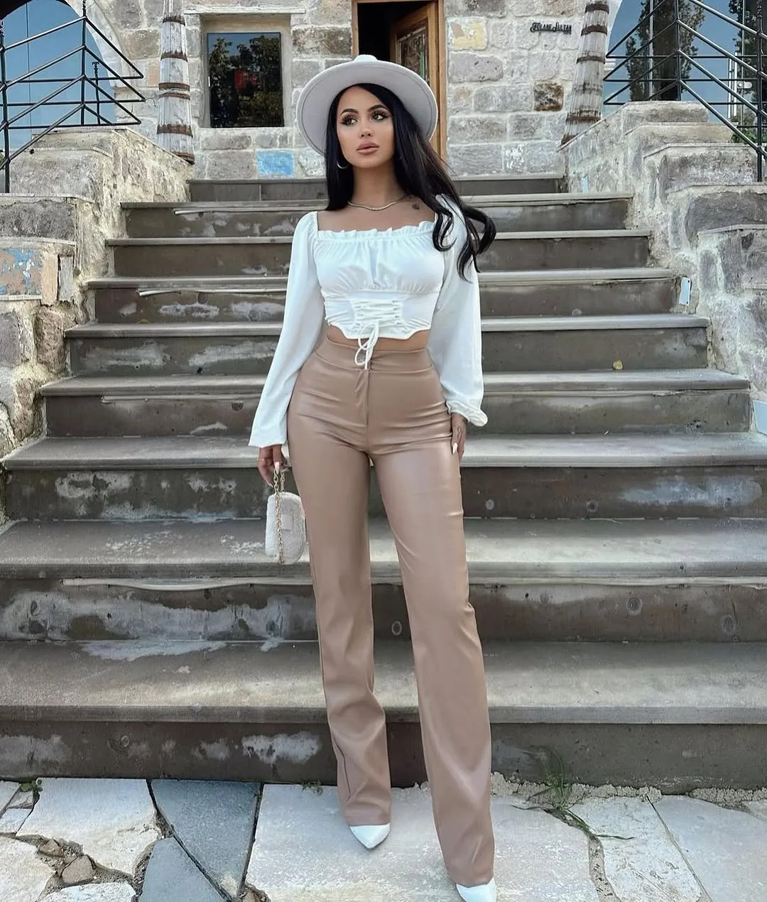 Women's Brown Leather Pants