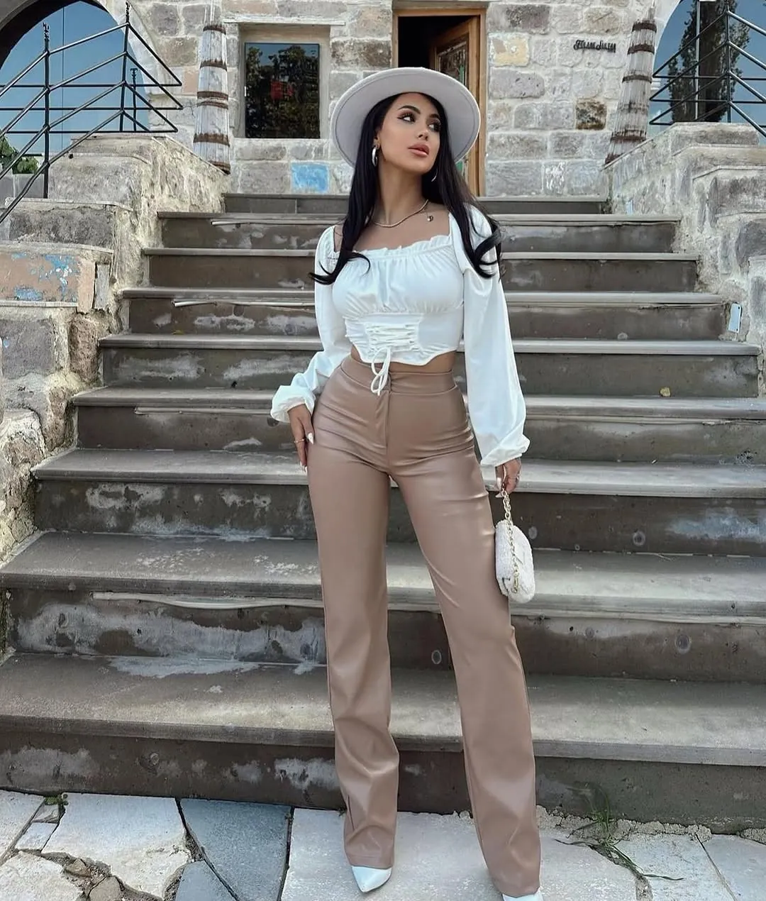 Women's Brown Leather Pants