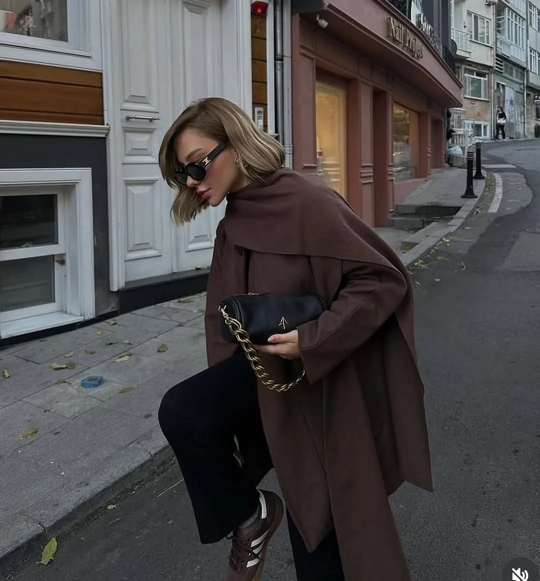 Women's Brown Cape Coat
