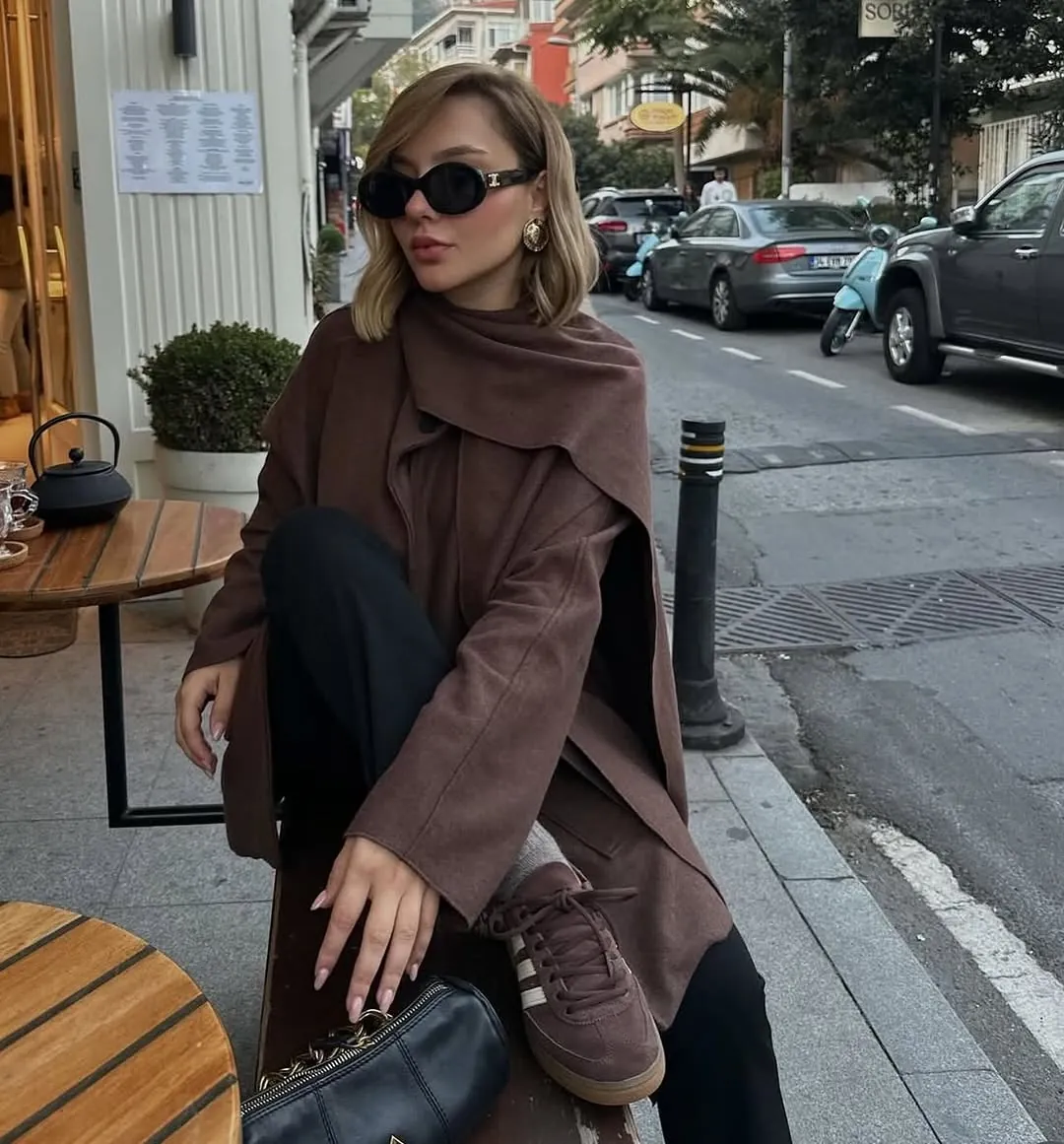 Women's Brown Cape Coat