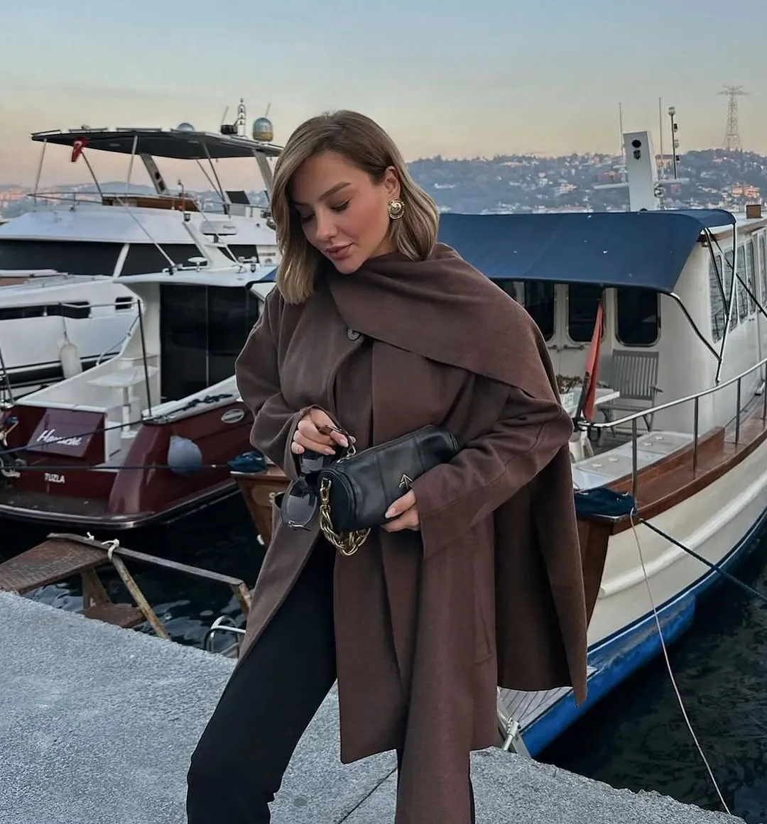 Women's Brown Cape Coat