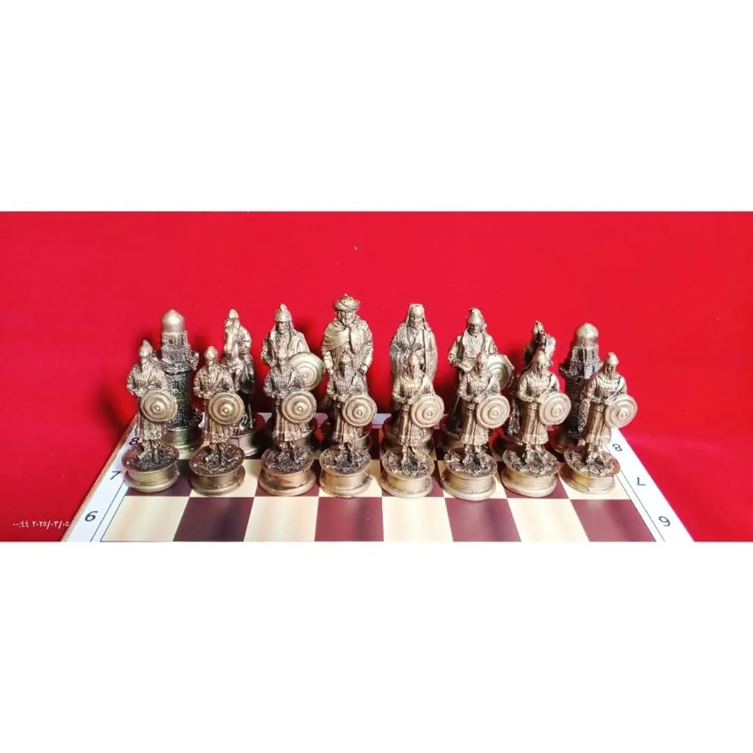 3D Chess Set Shaped Like Kingdoms and Countries with Wooden Board