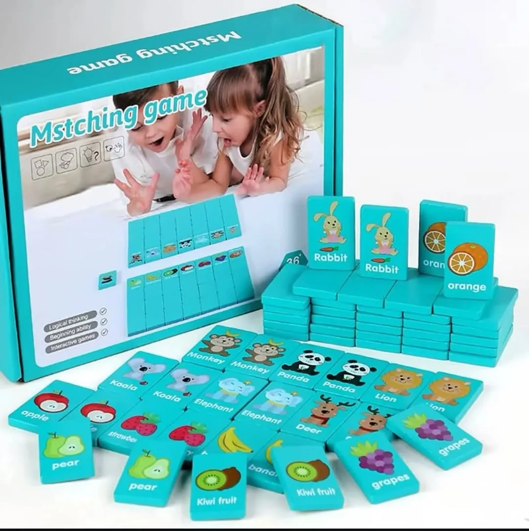 Wooden Mahjong Game - Fruits and Animals