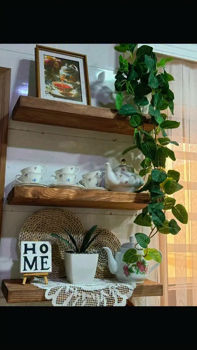 Custom Natural Wood Floating Shelves