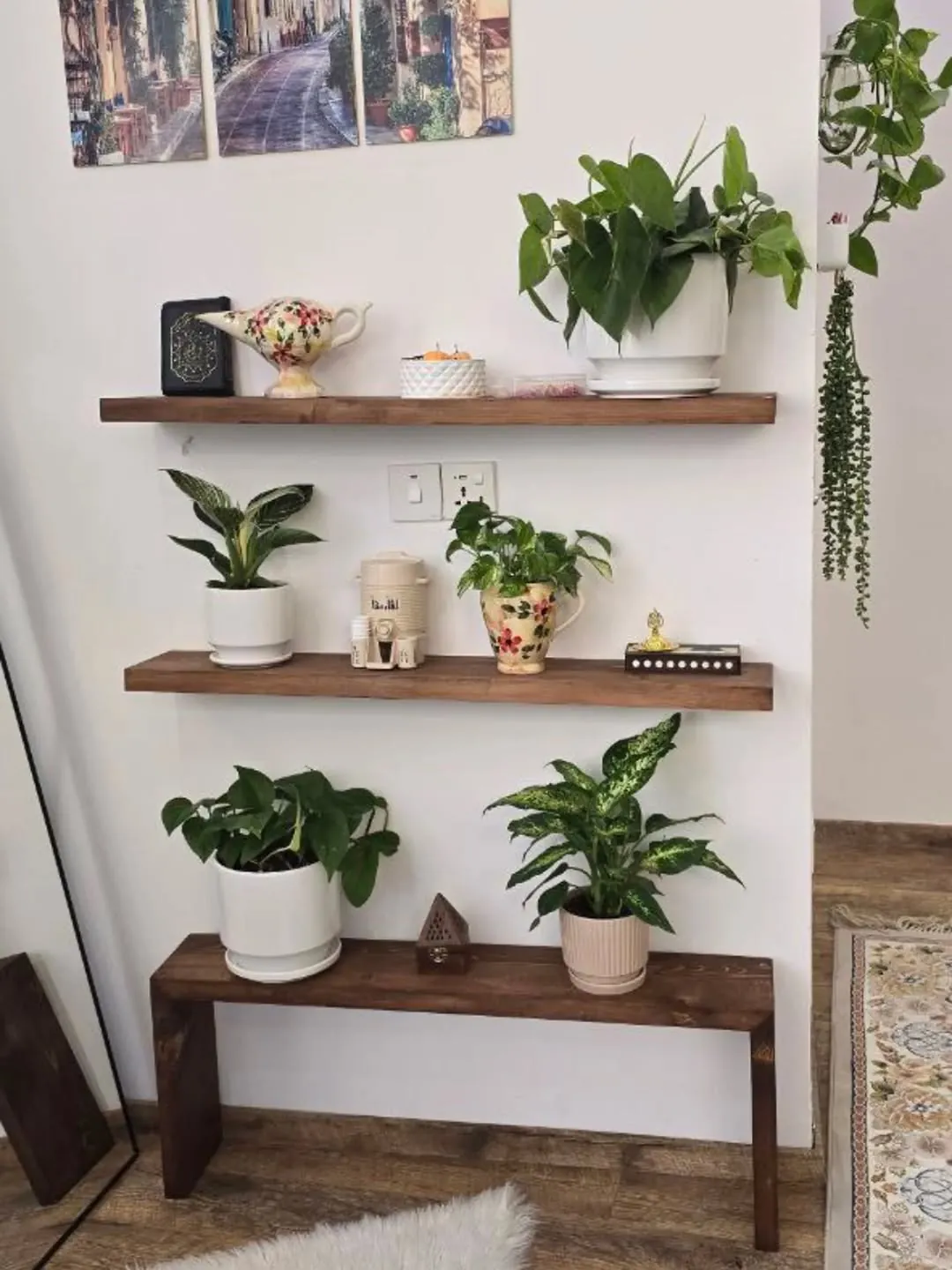 Custom Natural Wood Wall Shelves