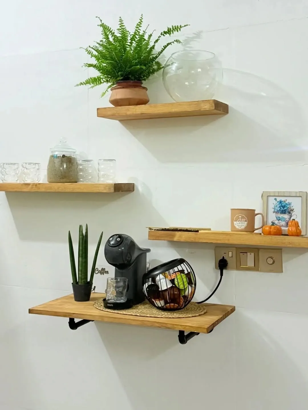 Natural Wood Wall Shelves